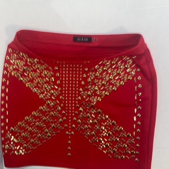 NWOT DO & BE--RED BODYCON MINI SKIRT - Picture 2 of 6